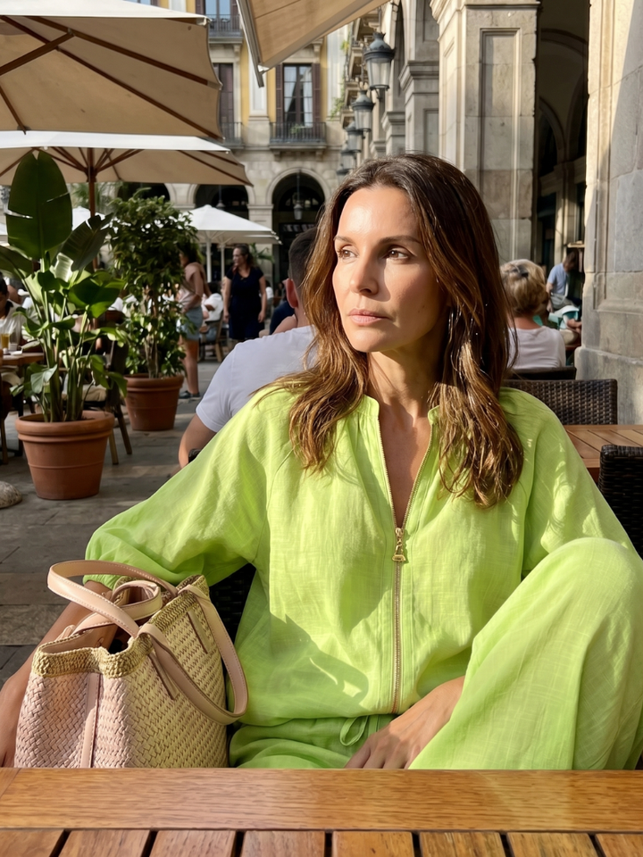 Natalia | Zip Front Blouson Top Wide Leg Set