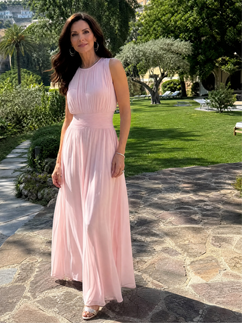 Simran | Sleeveless Gathered Waist Midi Dress