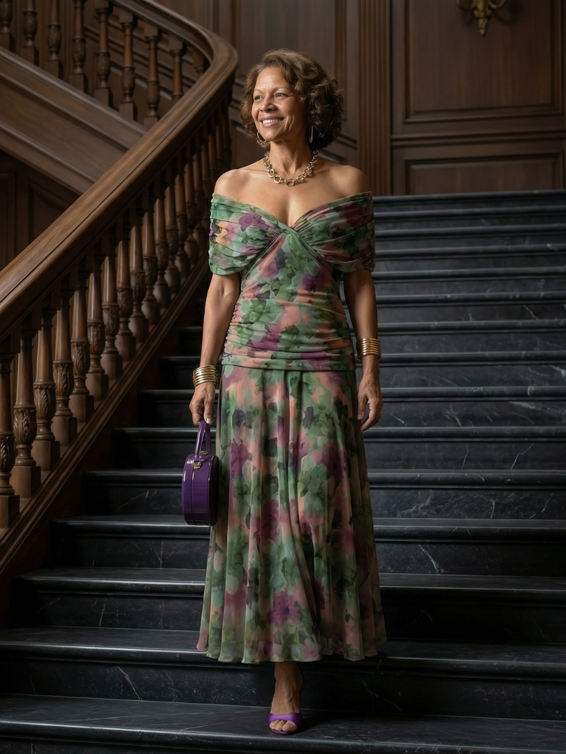 Calen | Off Shoulder Flow Midi Dress