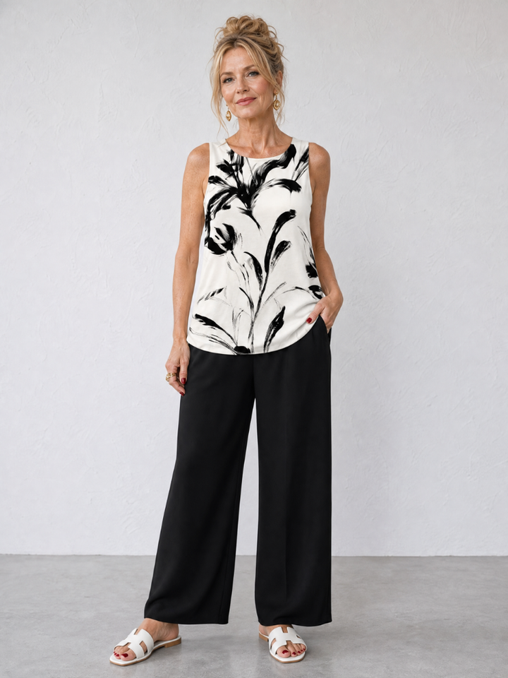 Alma | Printed Tank Top And Wide Leg Pants Set