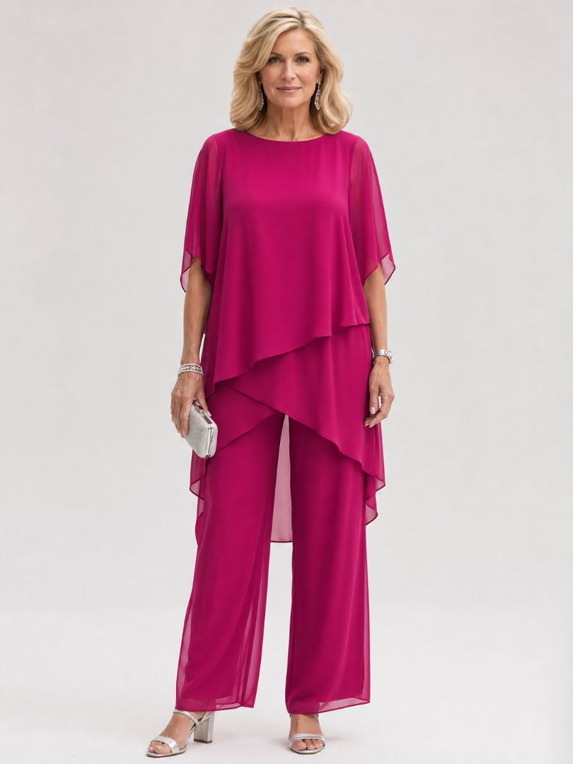 Nimon | Layered Chiffon Two Piece Pant Set