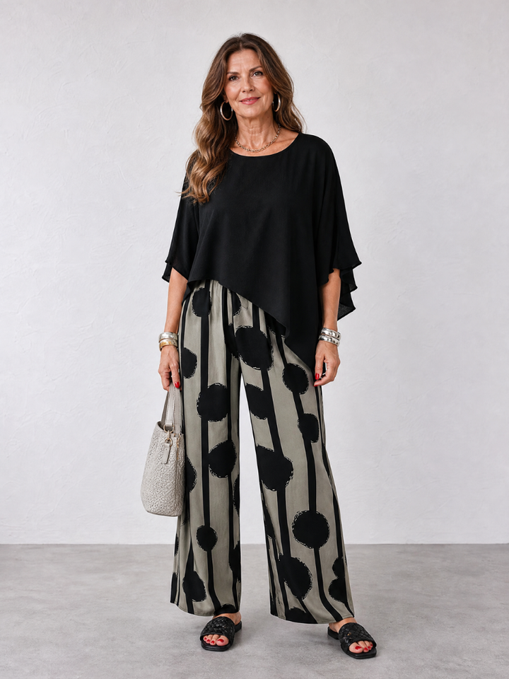 Reese | Flowing Top And Abstract Wide Leg Pants Set