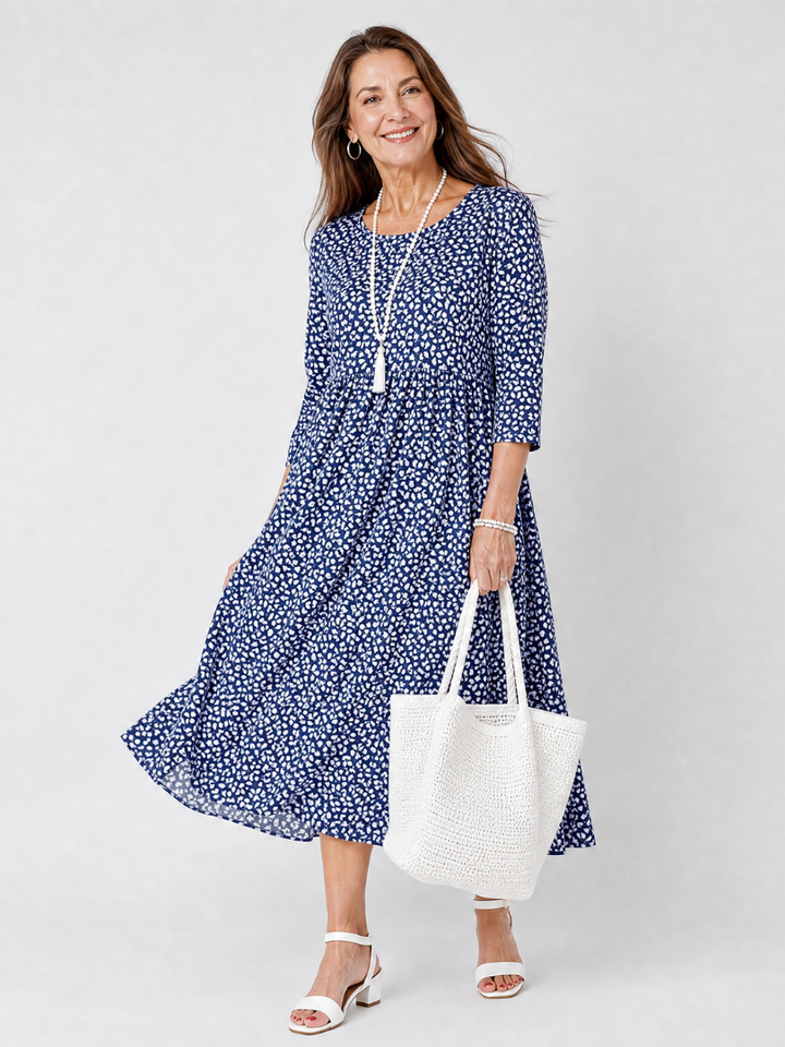 Debbie | Floral Three Quarter Sleeve Midi Dress