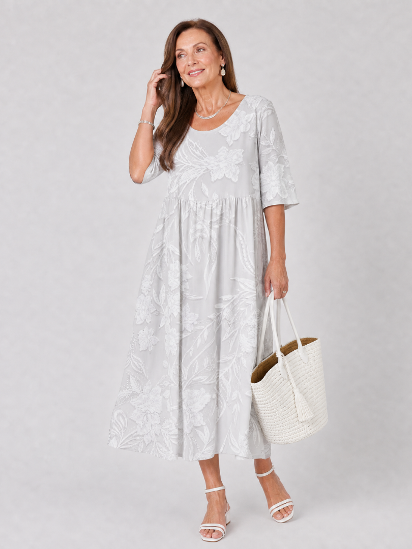 Nancy | Floral Textured Midi Dress