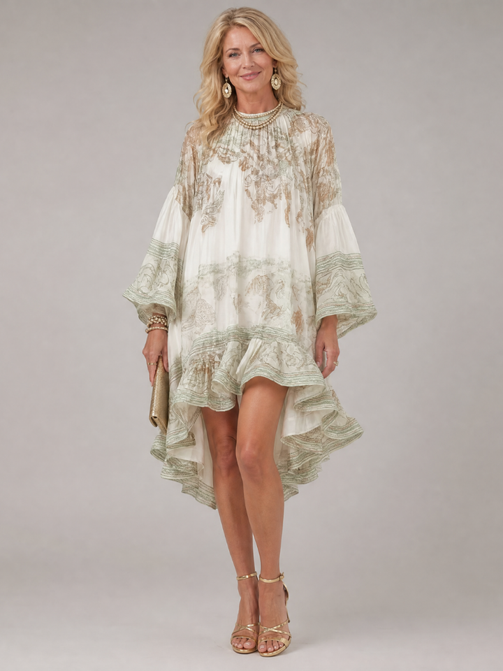Okela | Floral Print High Low Ruffle Mini Dress