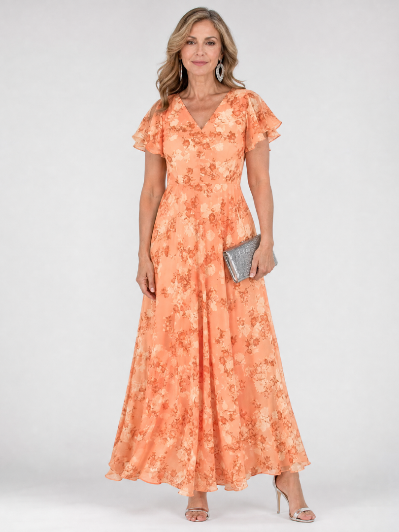 Holly | Floral Short Sleeve Midi Dress