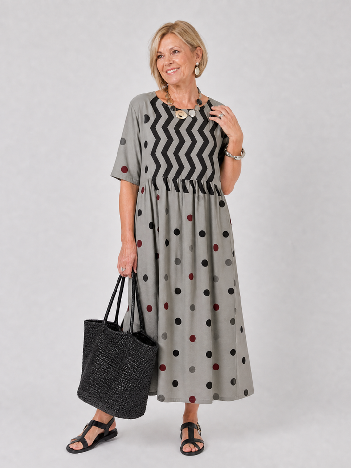 Carol | Mixed Print Midi Dress