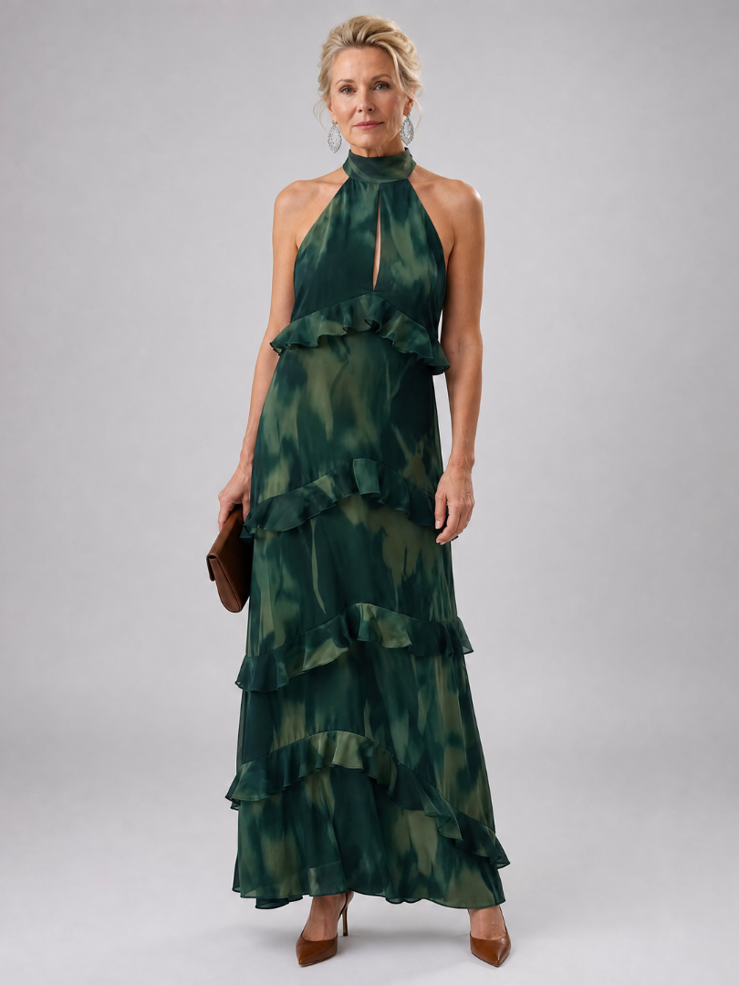 Azelith | Tiered Cutout Sleeveless Midi Dress