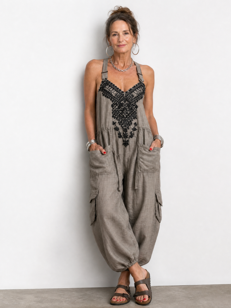 Tara | Embroidered Pocket Jumpsuit