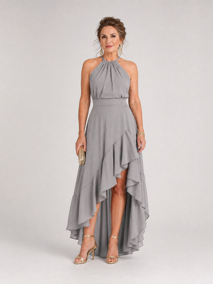 Verena | Halter Neck High Low Midi Dress
