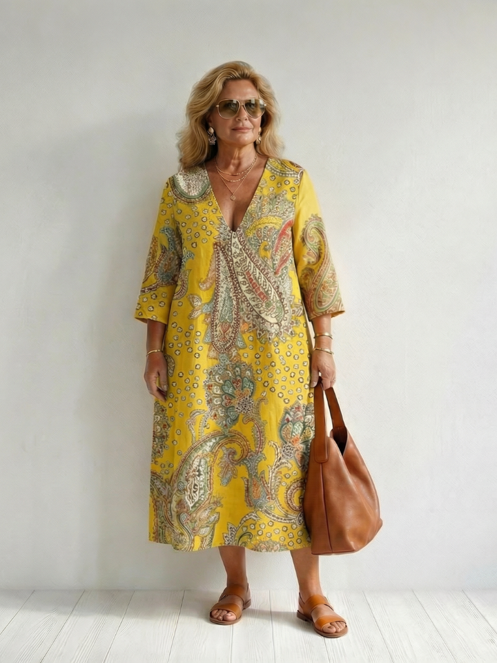 Rowan | Soft Paisley Midi Dress