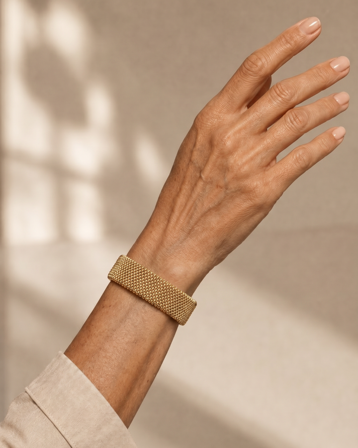 Aumen | Woven Mesh Open Cuff Bracelet