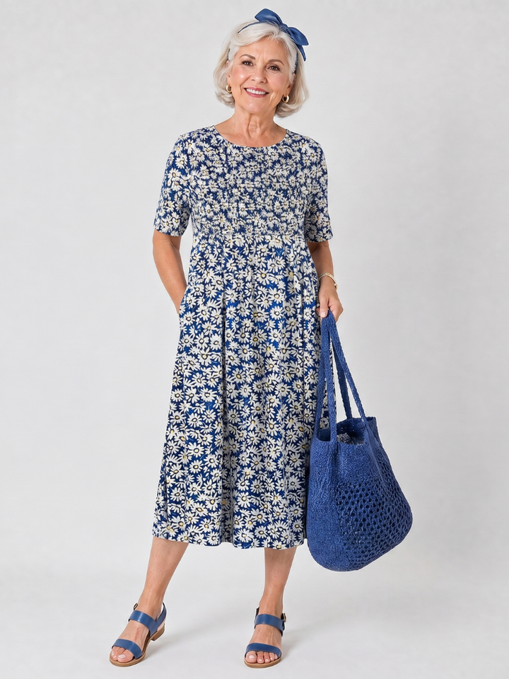 Betty | Floral Pocket Midi Dress