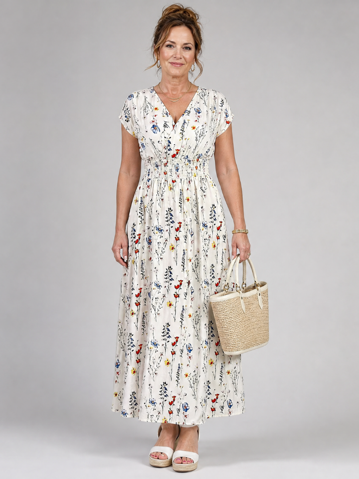 Abigail | Floral V Neck Midi Dress