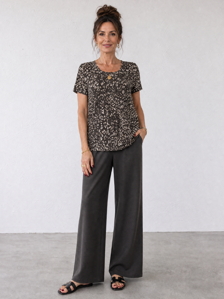 Noelia | Printed Tee And Wide Leg Pants Set