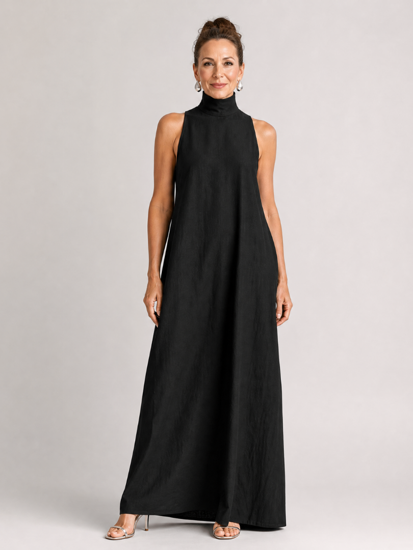 Serephine | Sleeveless Mock Neck Pocket Maxi Dress