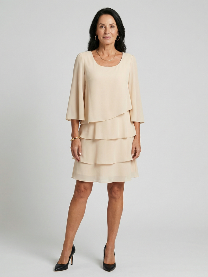 Della | Layered Flare Sleeve Knee Length Dress