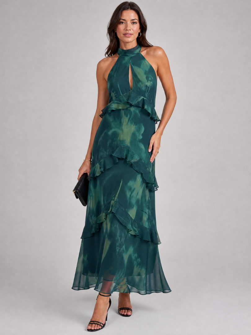 Sukam | Tiered Halter Neck Midi Dress