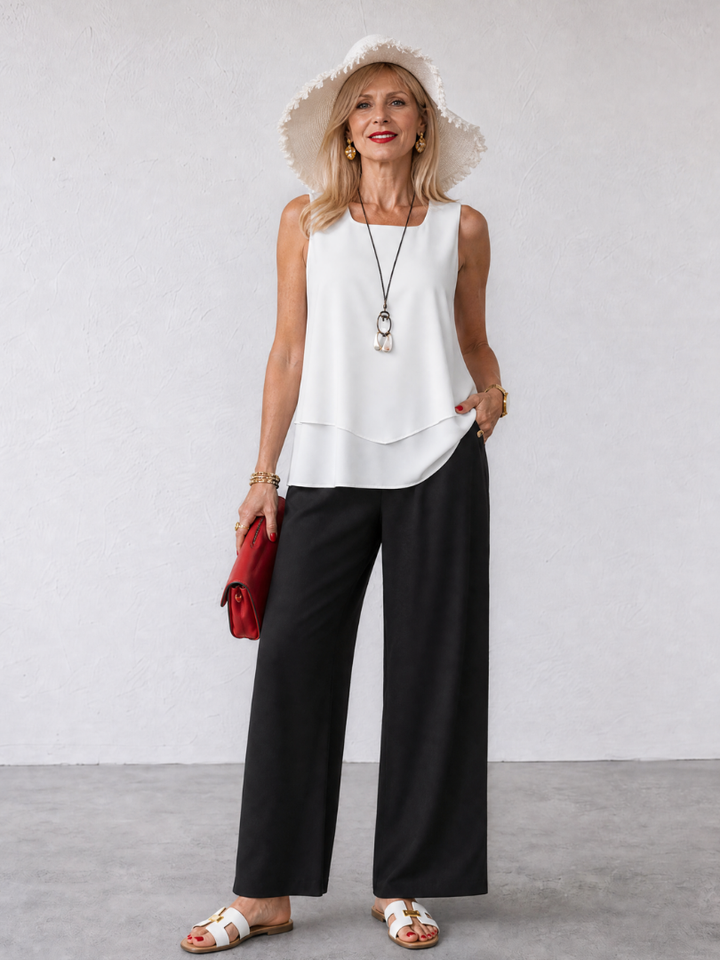 Sadie | Layered Tank Top And Wide Leg Pants Set