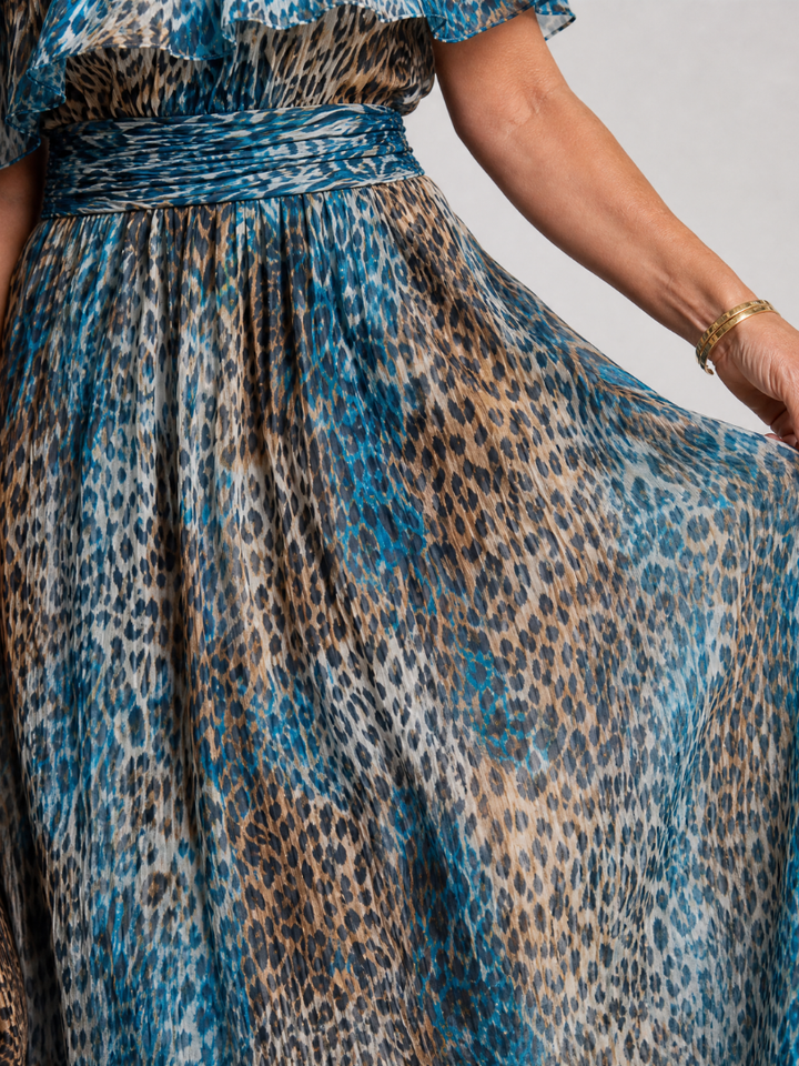 Zafirae | One Shoulder Animal Print Midi Dress