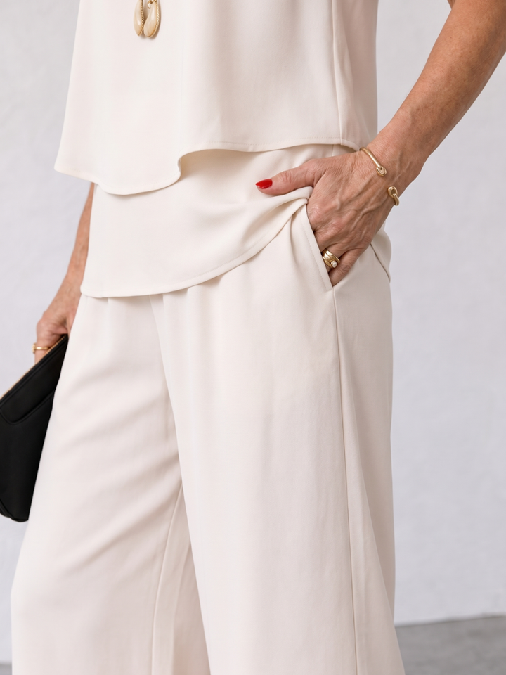 Addison | Layered Tank Top And Wide Leg Pants Set