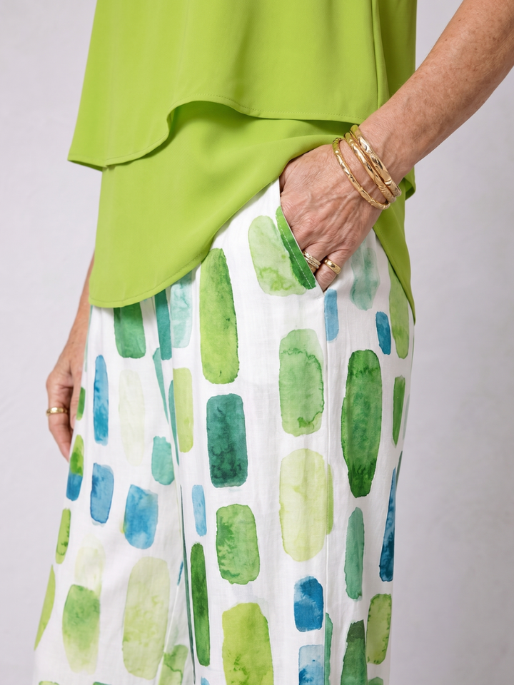 Hannah | Layered Tank Top And Printed Wide Leg Pants Set