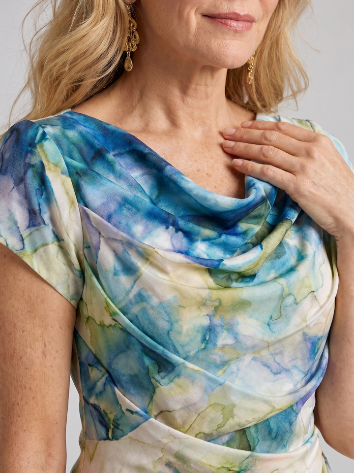 Elsinora | Draped Floral Print Midi Dress