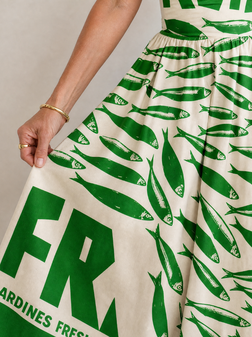 Marivelle | Fish Graphic Print Midi Dress
