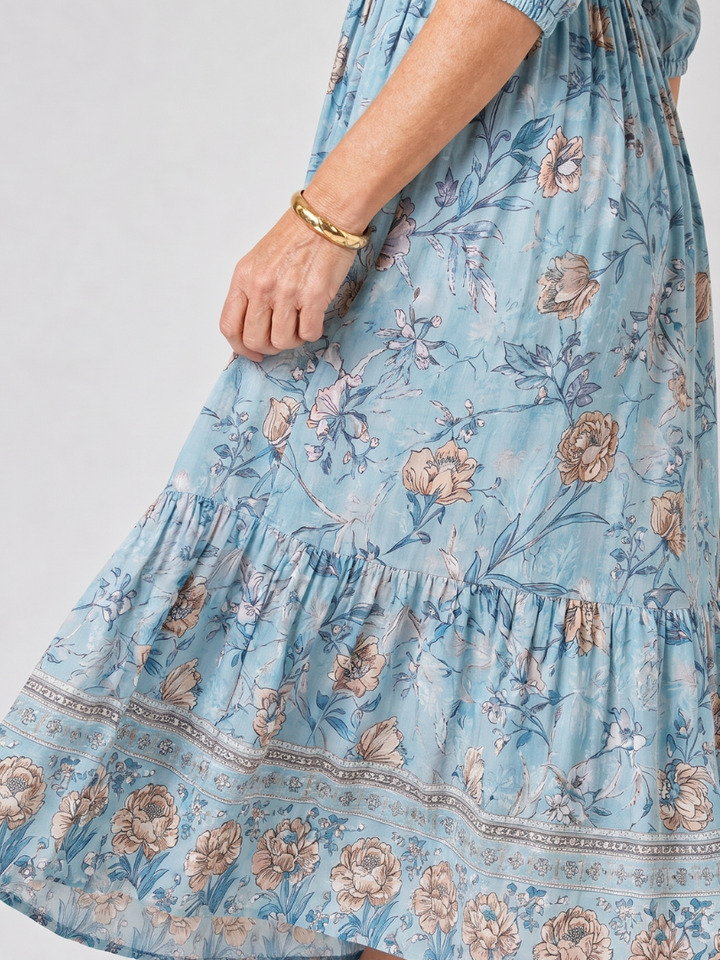 Cindy | Floral Three Quarter Sleeve Midi Dress