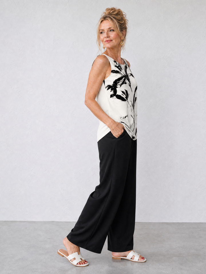 Alma | Printed Tank Top And Wide Leg Pants Set