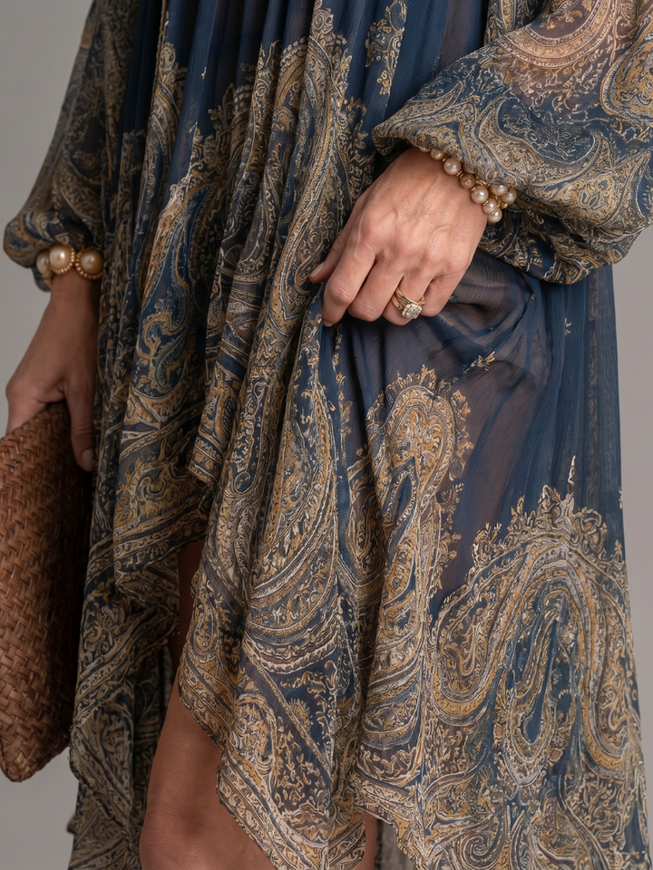 Gyro | High Neck Printed High Low Mini Dress