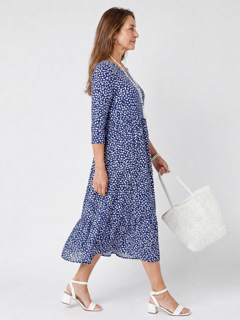 Debbie | Floral Three Quarter Sleeve Midi Dress