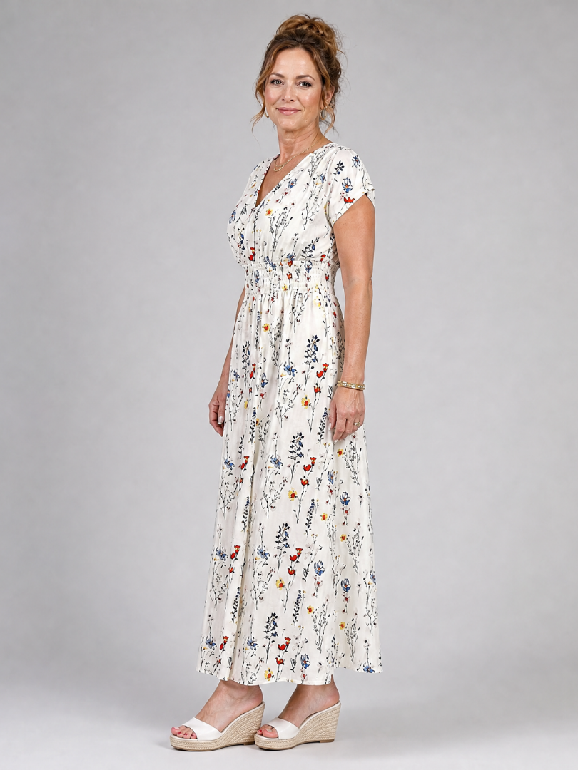 Abigail | Floral V Neck Midi Dress