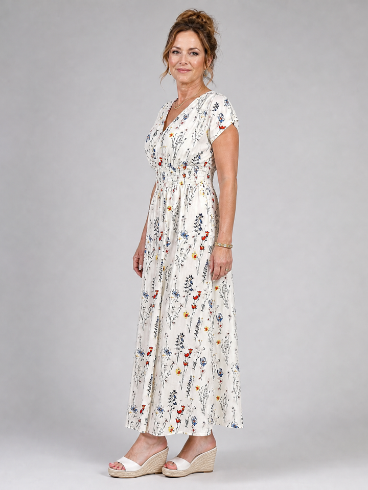 Abigail | Floral V Neck Midi Dress