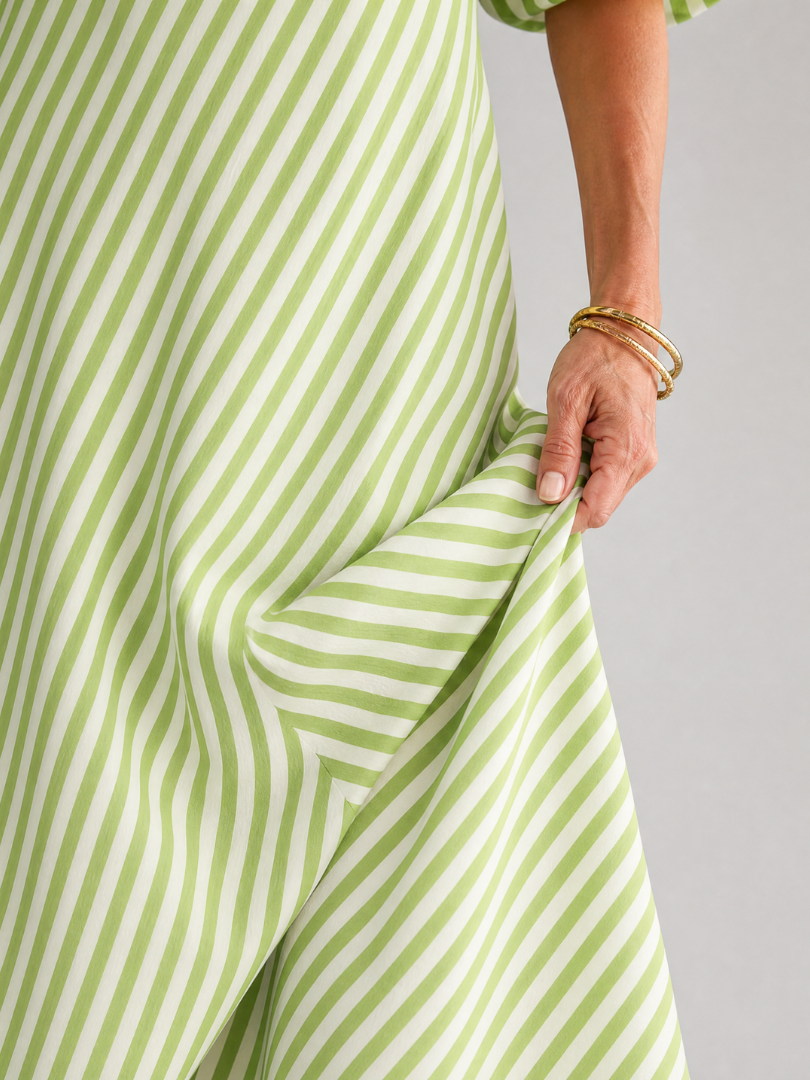 Ilyndra | Striped Empire Waist Midi Dress