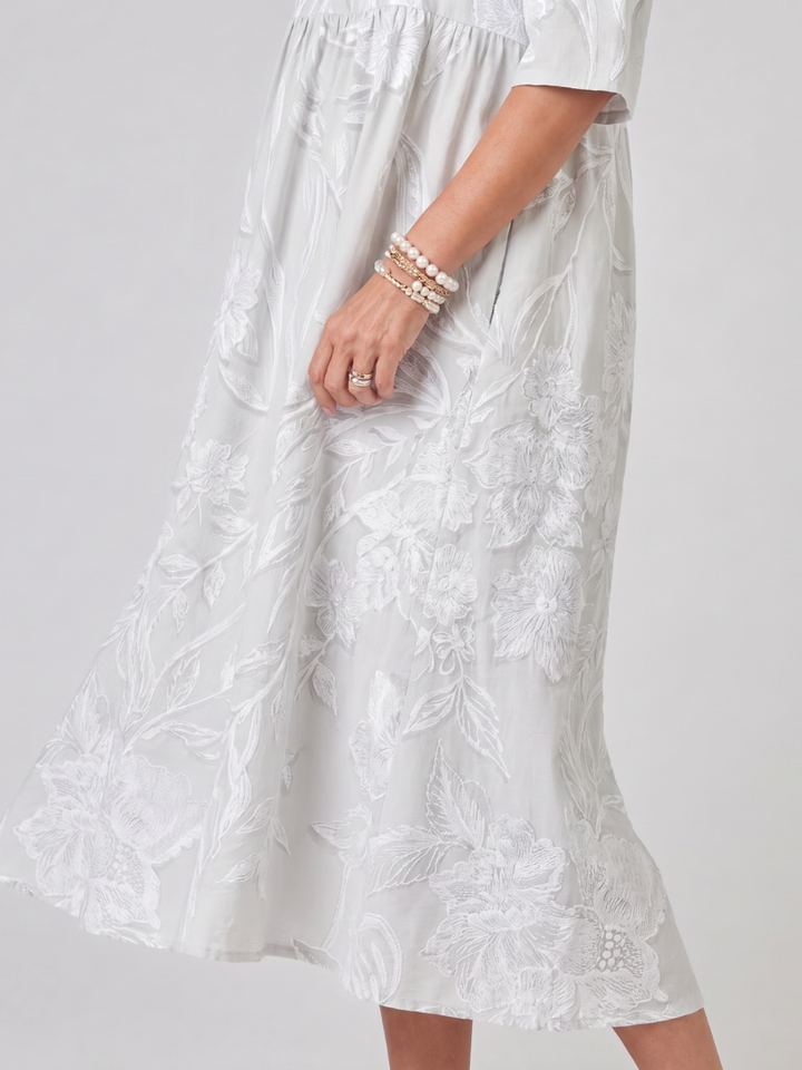 Nancy | Floral Textured Midi Dress