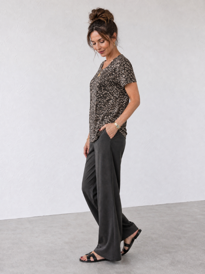 Noelia | Printed Tee And Wide Leg Pants Set
