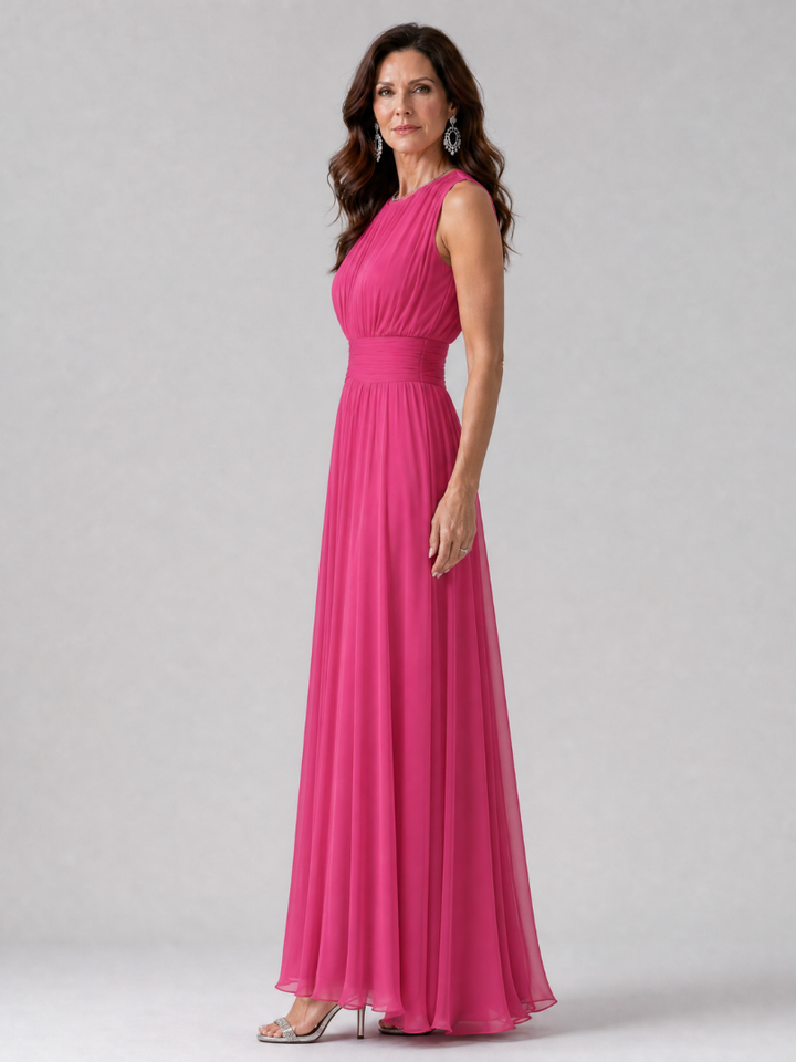 Simran | Sleeveless Gathered Waist Midi Dress