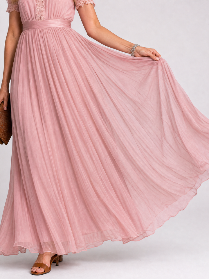 Violetta | Keyhole Neck Pleated Midi Dress