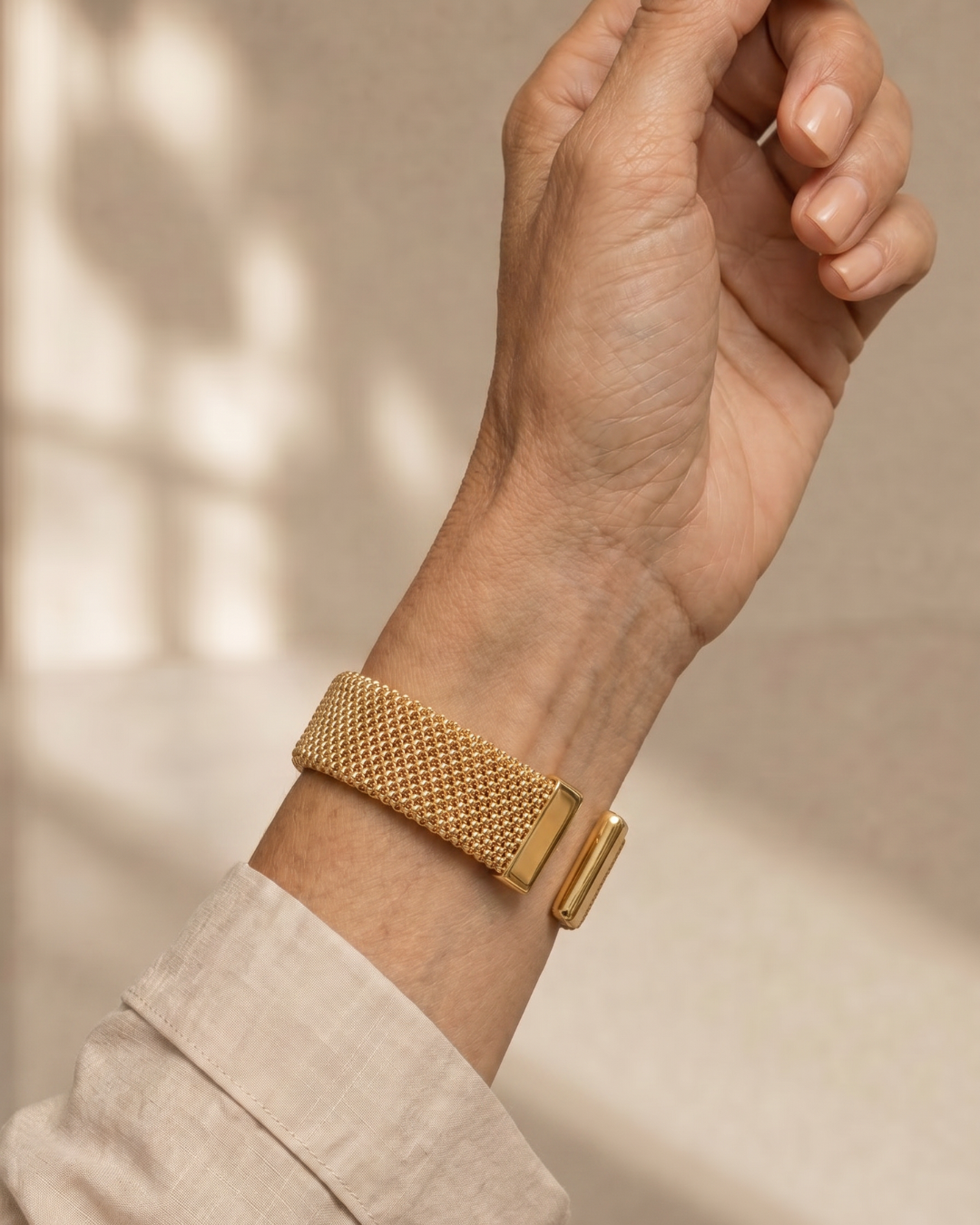 Aumen | Woven Mesh Open Cuff Bracelet