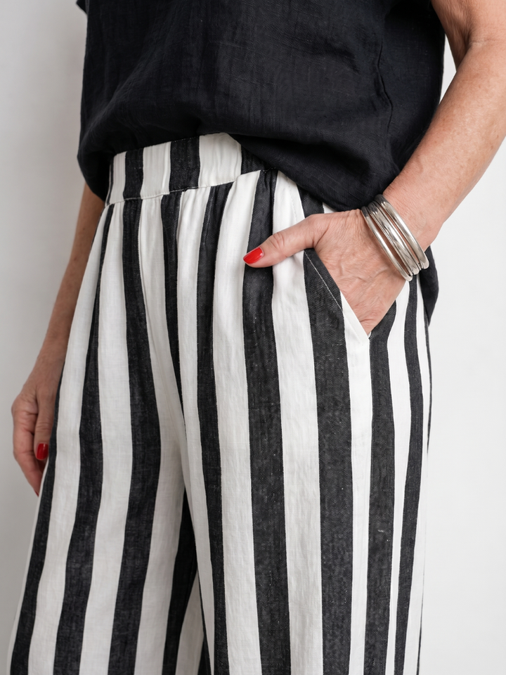 Zoey | Short Sleeve Top And Striped Pants Set