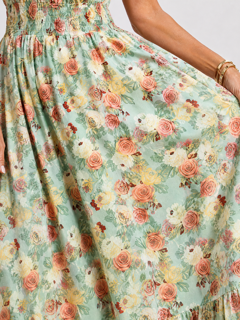 Claire | Floral Ruffle Sleeve Midi Dress