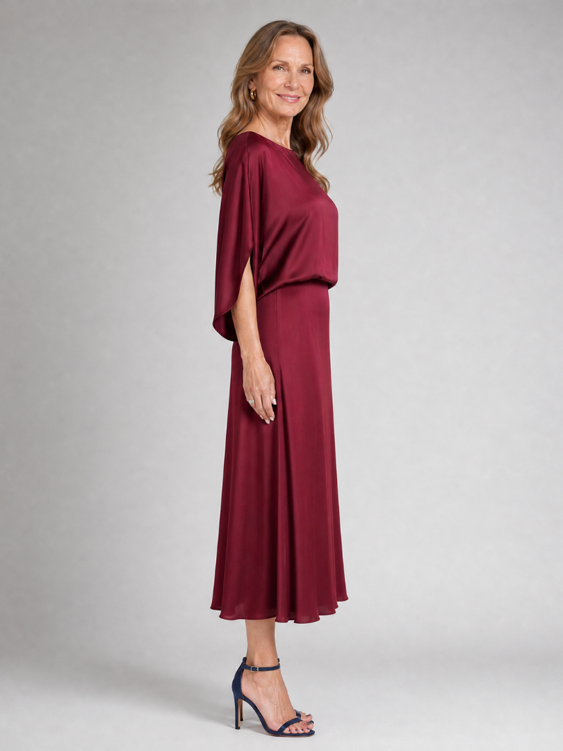 Quenara | Draped Overlay Midi Dress