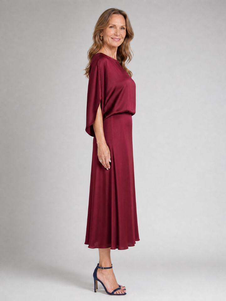 Quenara | Draped Overlay Midi Dress