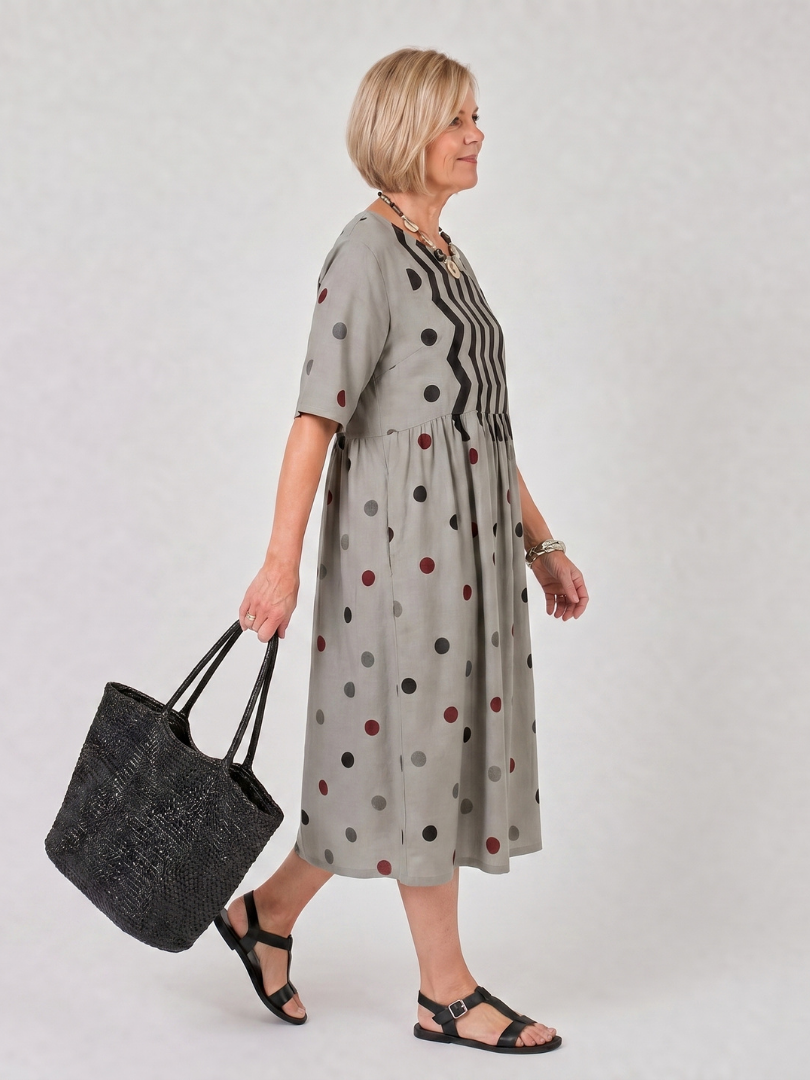 Carol | Mixed Print Midi Dress