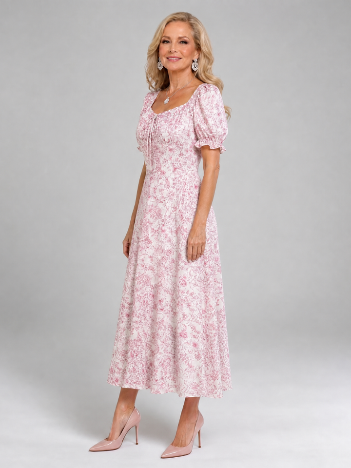 Emma | Floral Square Neck Midi Dress