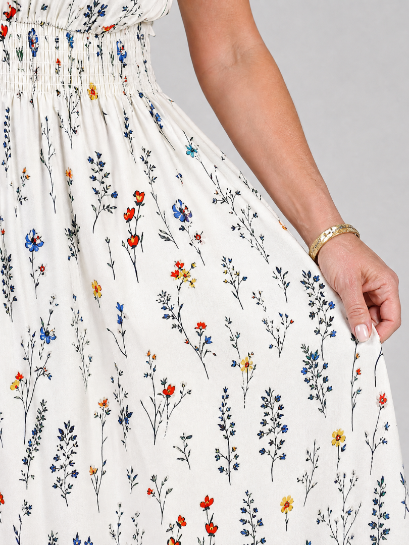 Abigail | Floral V Neck Midi Dress