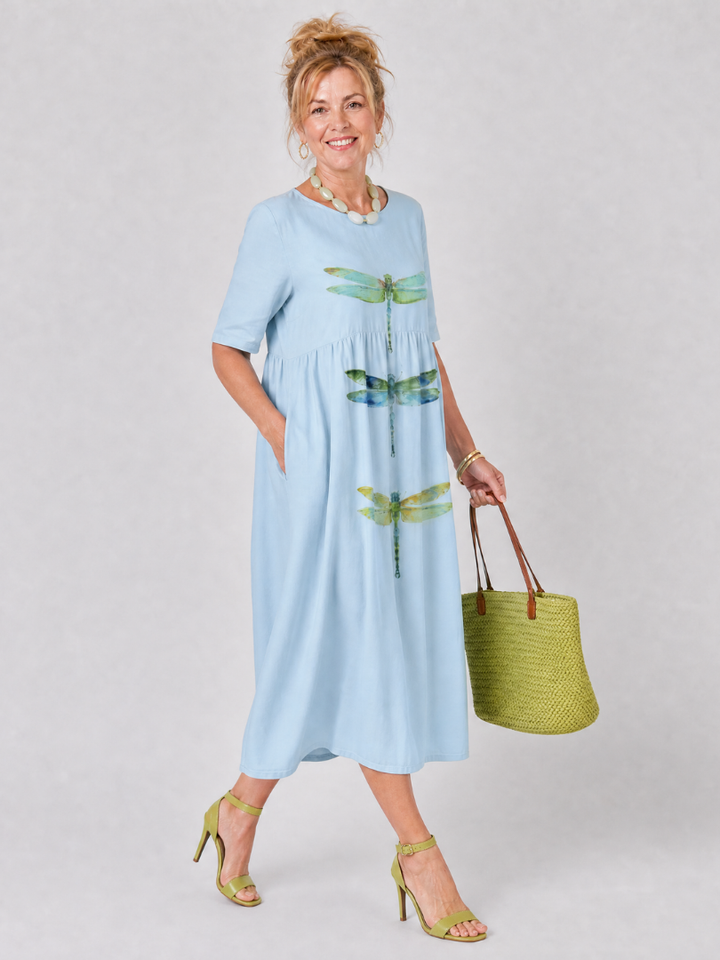 Daisy | Dragonfly Print Midi Dress