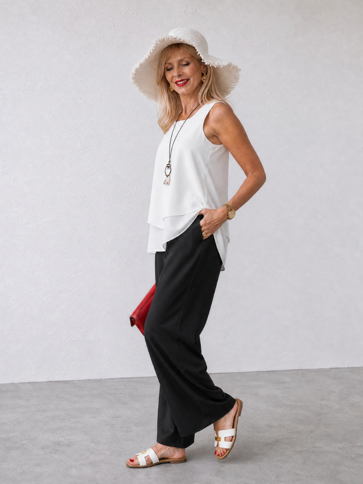 Sadie | Layered Tank Top And Wide Leg Pants Set