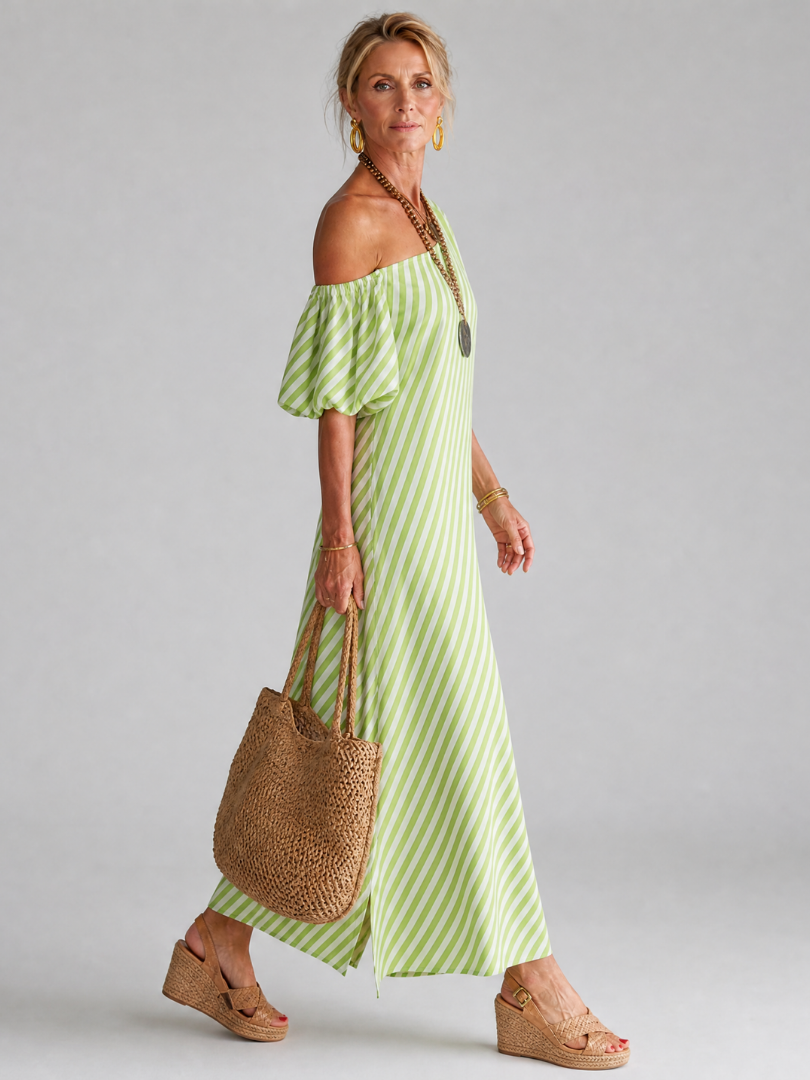 Ilyndra | Striped Empire Waist Midi Dress